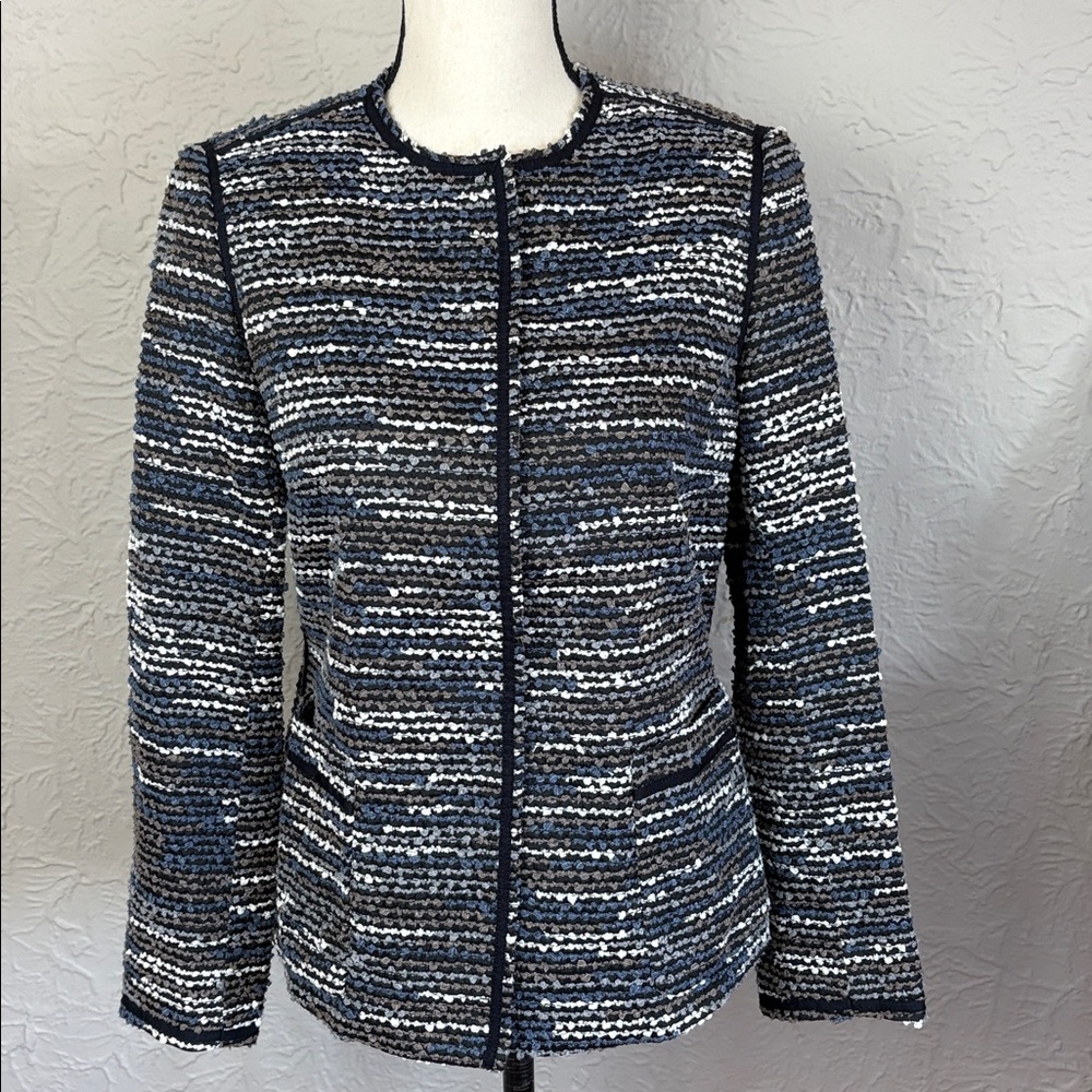 Lafayette 148 New York Blues Boucle Knit Jacket